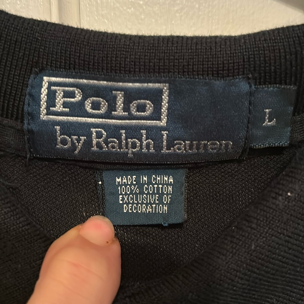 Mens  Black and white striped Polp by Ralph Lauren - Picture 3 of 3